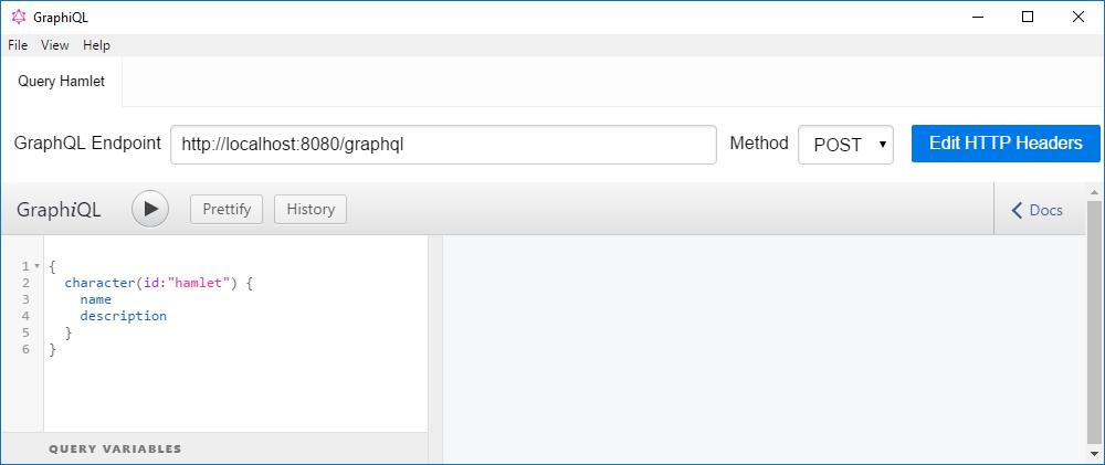 Query Hamlet with GraphiQL